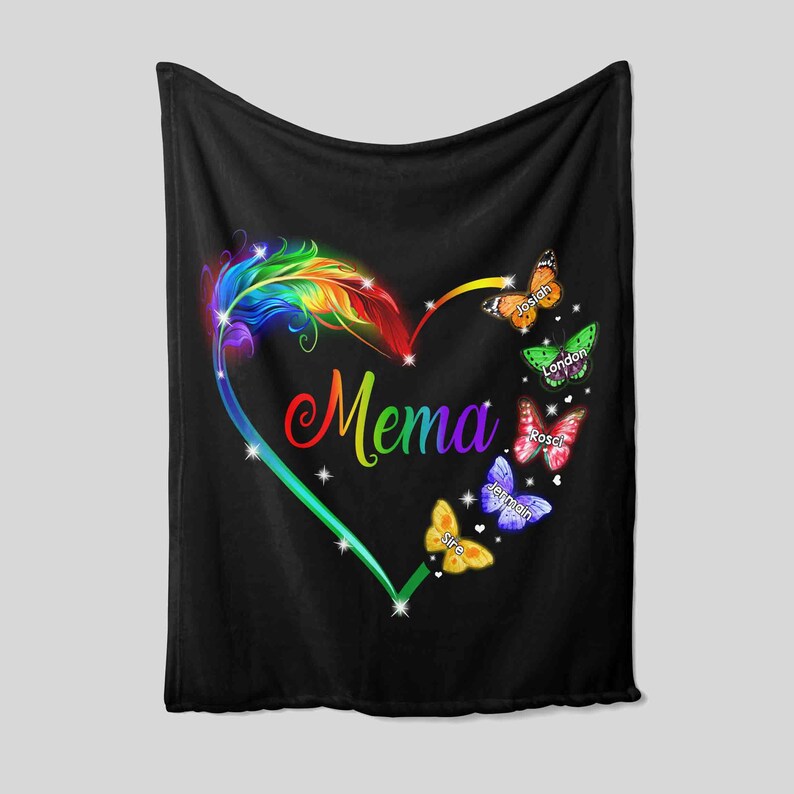 Mima Butterfly Blanket - Personalized Name Quilt Bedding Set - Great Gifts for Family and Home Decoration - Image 2