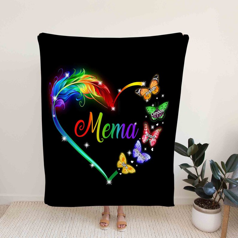 Mima Butterfly Blanket - Personalized Name Quilt Bedding Set - Great Gifts for Family and Home Decoration - Image 3