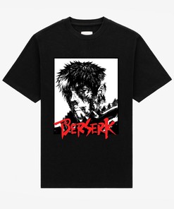 Minimalist Manga Anime Tee - High Quality Graphic Tee for Fans of Anime Art - Black & Red Crewneck
