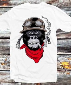 Monkey Gangsta Biker T-Shirt - Vintage Rock Animal Lovers Tee: Gifts For Fans Included