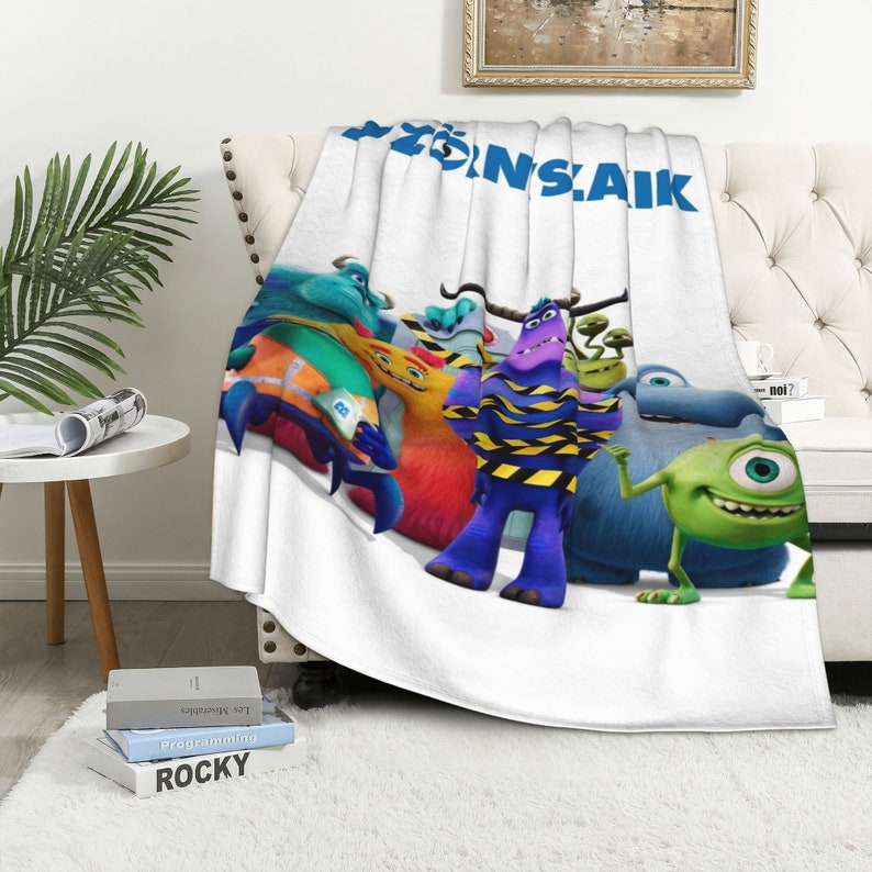 Monsters At Work Personalized Quilt Blanket for Home Decoration and Sofa - Image 3