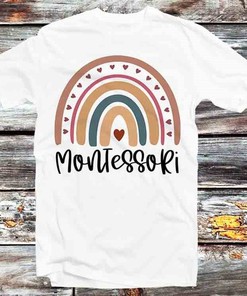 Montessori Education Rainbow Unisex Anime T-Shirt - Children's Education Advocate and Teacher Gift