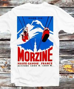 Morzine France Vintage Ski Poster Tee - Cool Gift Idea for Skiing Fans, Vintage Retro Anime T-Shirt