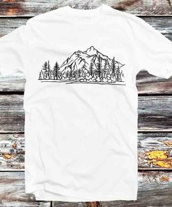Mountain Forest Pine Trees Hiking Tee for Nature and Anime Fans - Unisex Anime Top Tee