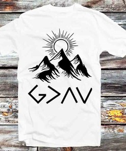 Mountain God Greater Than Highs Lows T-Shirt - Retro Religion and Christianity Fans Tee: Gifts For Fans Included