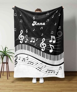Musical Custom Name Blanket, Perfect Gift for Music Lovers and Bedroom Decoration