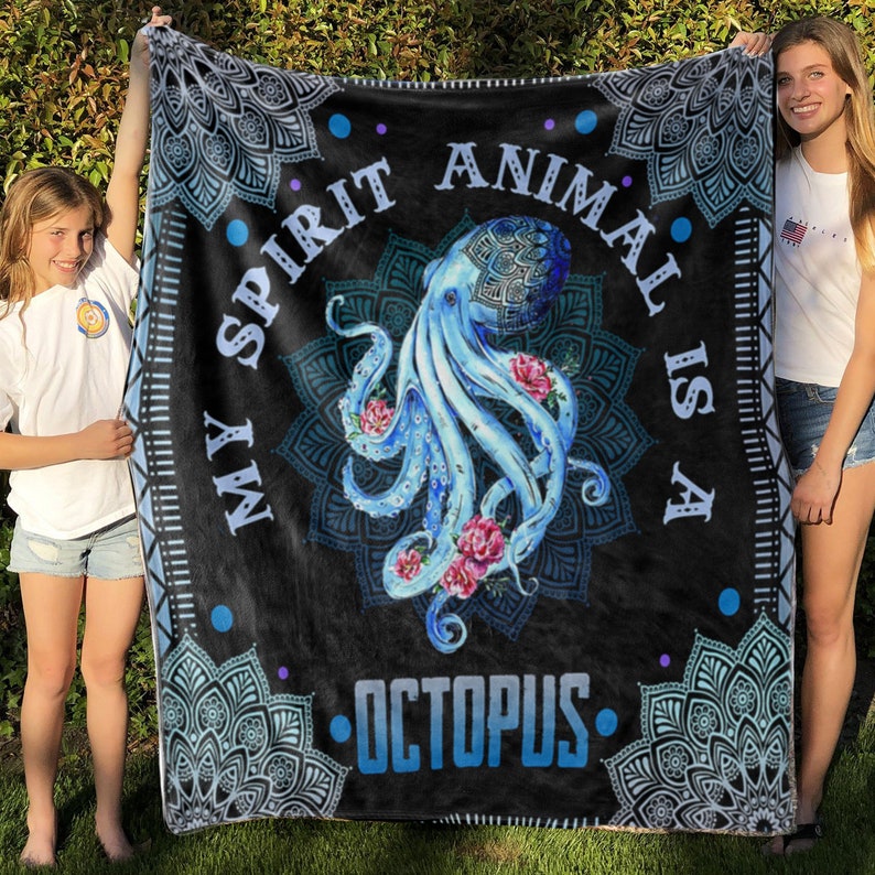My Spirit Animal Is A Octopus Blanket - Personalized Name Quilt Blanket - Home Decoration, Great Gifts for Family - Image 2