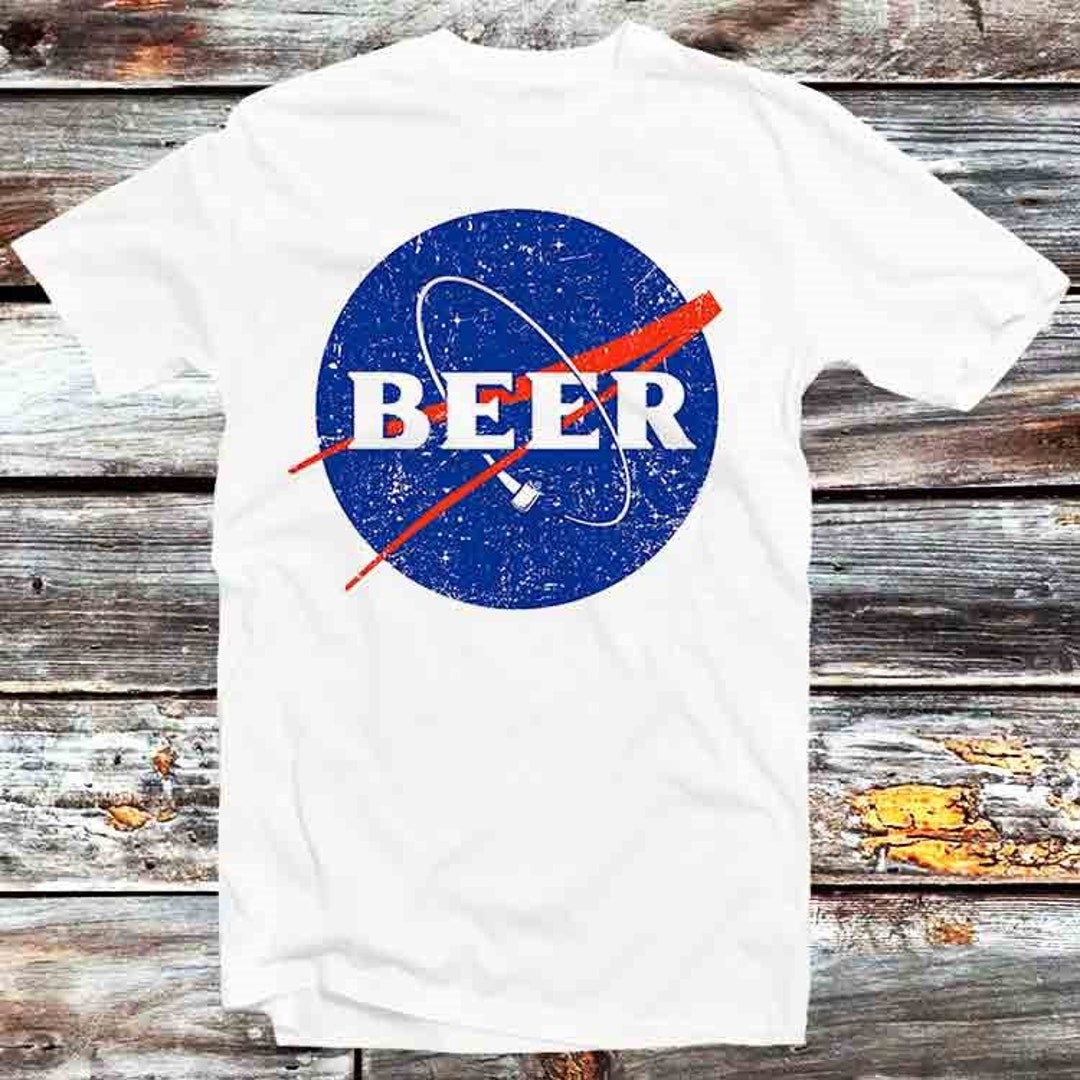 NASA Beers in Space Logo Unisex Cartoon Anime Tee - Vintage Retro Gift for Fans