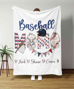 Nana Baseball Blanket - Personalized Name Quilt Bedding Set - Great Gifts for Family