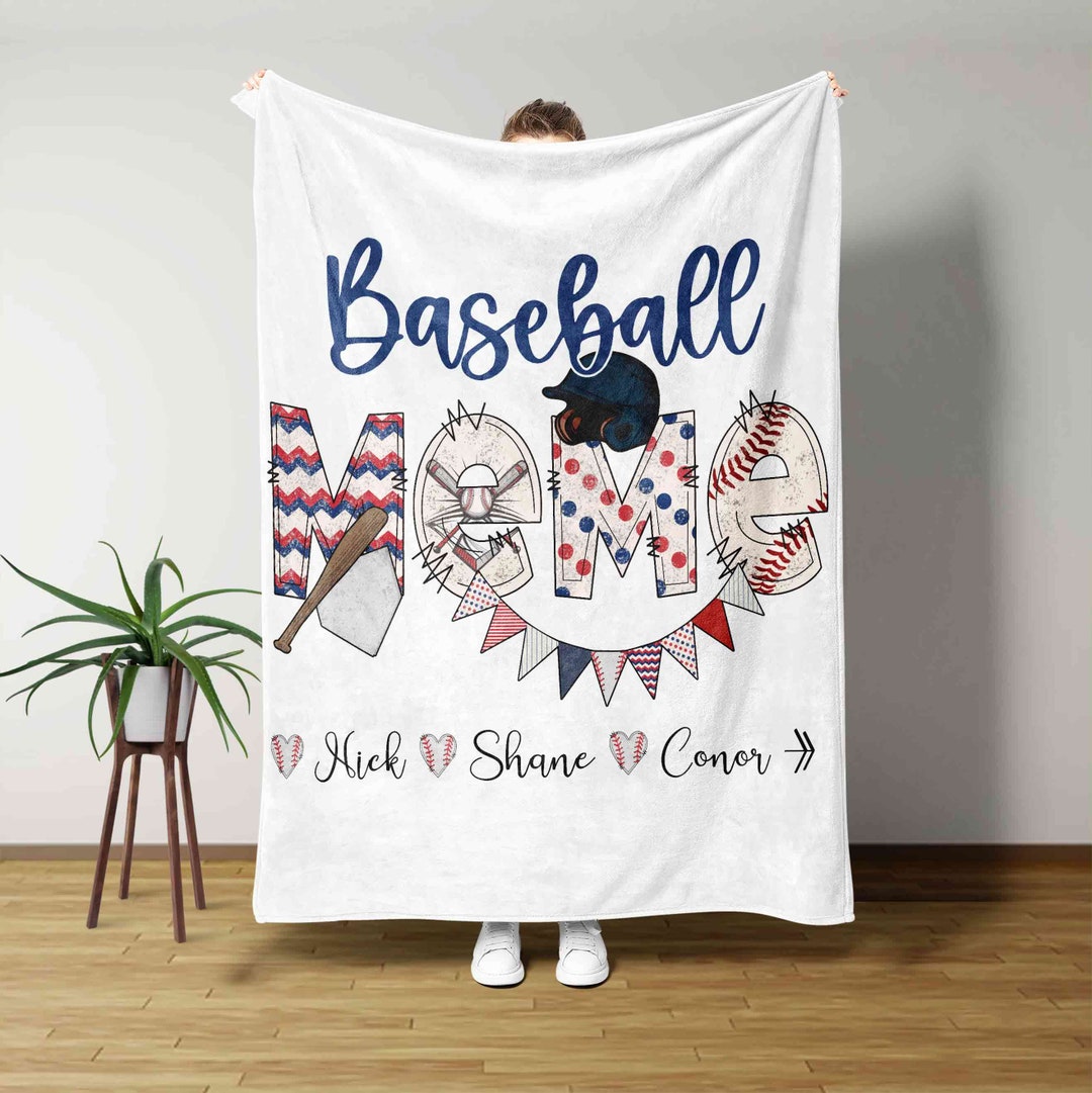 Nana Baseball Blanket - Personalized Name Quilt Bedding Set - Great Gifts for Family
