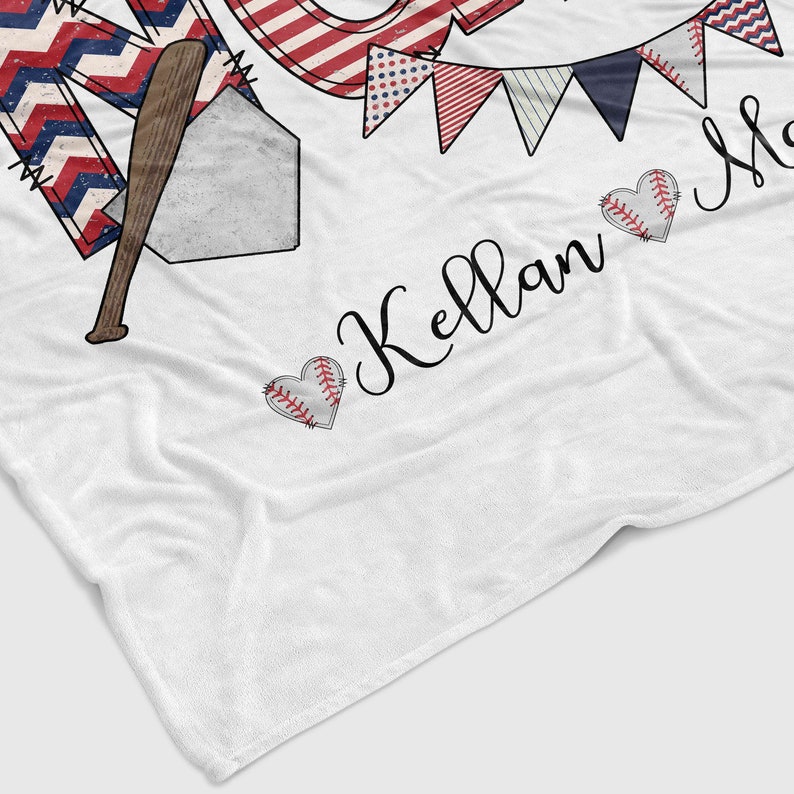 Nana Baseball Blanket - Personalized Name Quilt Bedding Set - Great Gifts for Family - Image 3