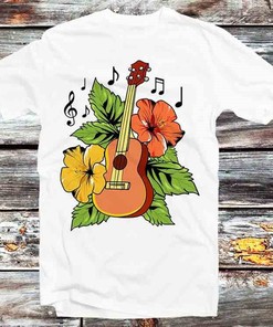Nature Flower Guitar Music Note Anime Tee - Vintage Retro Unisex Top