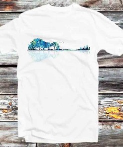 Nature Guitar Watercolor Art Tee for Music and Anime Fans - Unisex Anime Top Tee