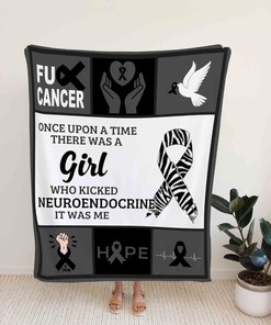 Neuroendocrine Awareness Blanket - Cancer Fighter Personalized Name Quilt Blanket - Great Gifts for Family