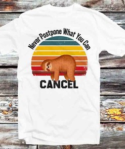 Never Postpone What You Can Cancel Tee - Great for Procrastinators, Retro Cartoon Anime T-Shirt