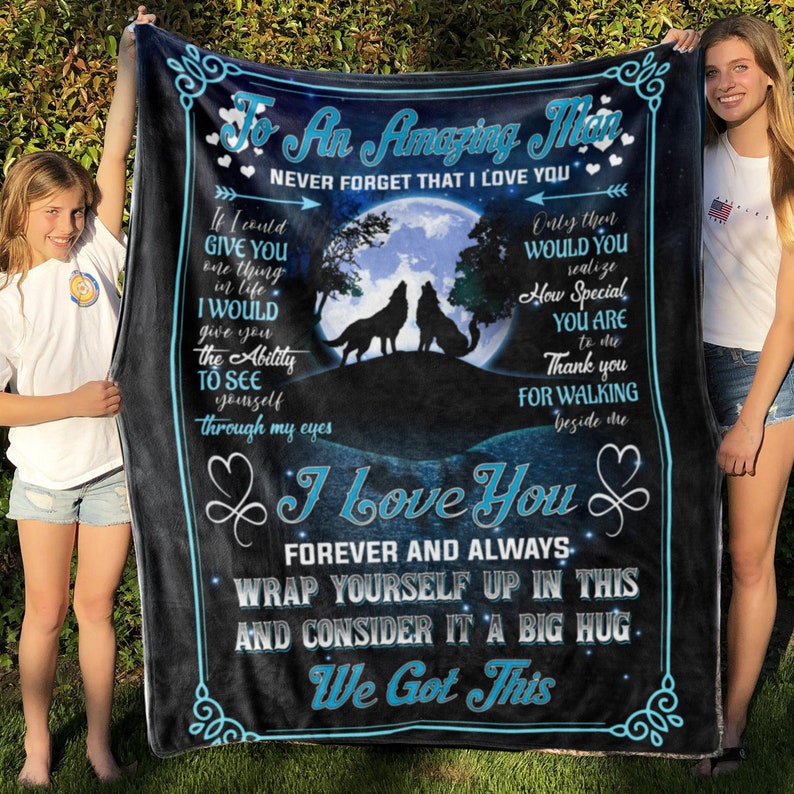 Night Wolves Blanket for Couple - An Amazing Man, Family Throw or Suitable for Home Decoration - Image 2