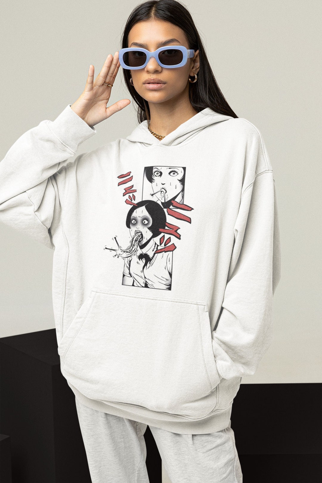 YINGKE Y2K Hoodie voor dames, anime, hoody, Japanse Kawaii, gothic sweatshirt, streetwear, voor meisjes, S
