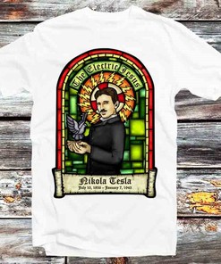 Nikola Tesla Jesus Portrait Inventor T-Shirt - Vintage Retro Cool Gift for Science Enthusiasts