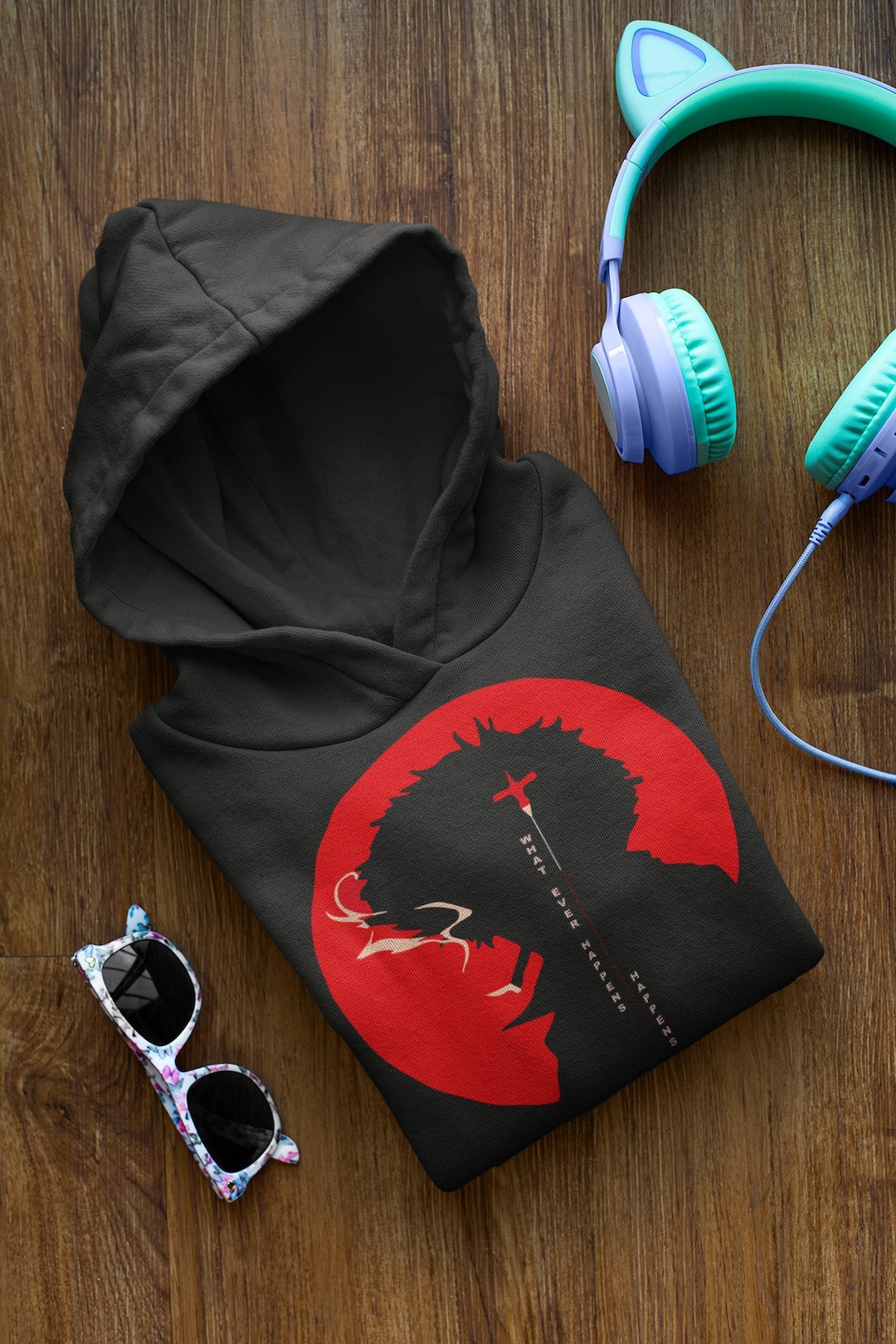 Outlaw Cowboy Space - Unisex Bebop Hoodie with Spike Silhouette - Bluefink