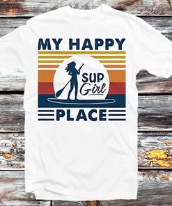 Paddleboard My Happy Place Unisex Anime T-Shirt - Beach and Watersport Enthusiast Gift