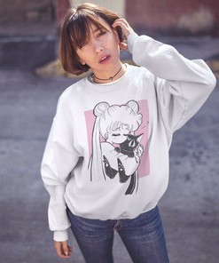Pastel Pink Sailor Moon Hoodie, Harajuku Clothing Anime Sweatshirt, Best Gift for Fans