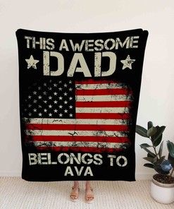 Patriotic Custom Dad Quilt Blanket, Perfect Father's Day Gift and Home Decoration
