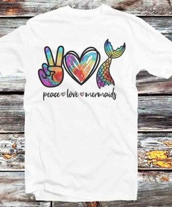 Peace Love Mermaid LGBTQ+ Pride Unisex Anime T-Shirt - Equality Supporter and Mermaid Fan Gift