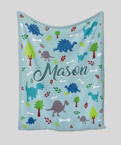 Personalize Dinosaur Blanket - Custom Baby Quilt Bedding Set - Great Gifts for Family and Home Decoration