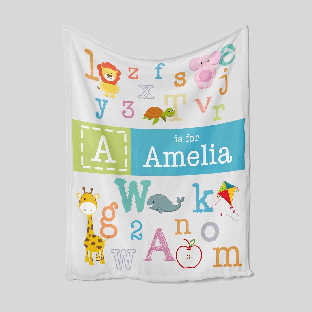 Personalized Alphabet Animal Baby Bedding Set Blanket - Great Gifts for Family