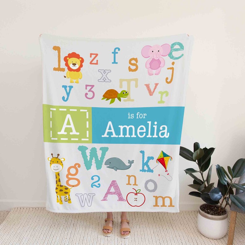 Personalized Alphabet Animal Baby Bedding Set Blanket - Great Gifts for Family - Image 2