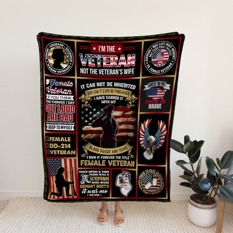 Personalized American Army Veteran Quilt Blanket - Great Gifts for Family - Image 2