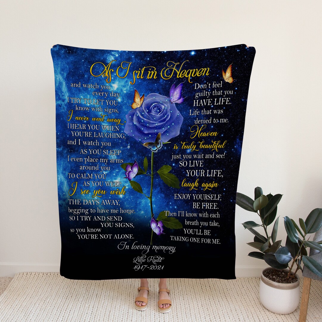 Personalized As I Sit In Heaven Memory Quilt Blanket - Great Gifts for Family and Home Decoration - Suitable for Sofa Blanket