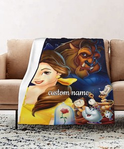 Personalized Beauty and The Beast Quilt Blanket Set - Great Gifts for Family and Home Decoration
