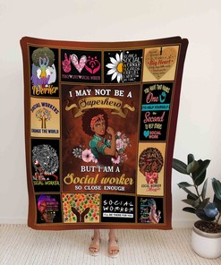 Personalized Black Woman Social Worker Blanket - Home Decoration