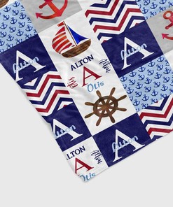 Personalized Boat Quilt Blanket Bedding Set, Ideal for Family Time and Beach Trip