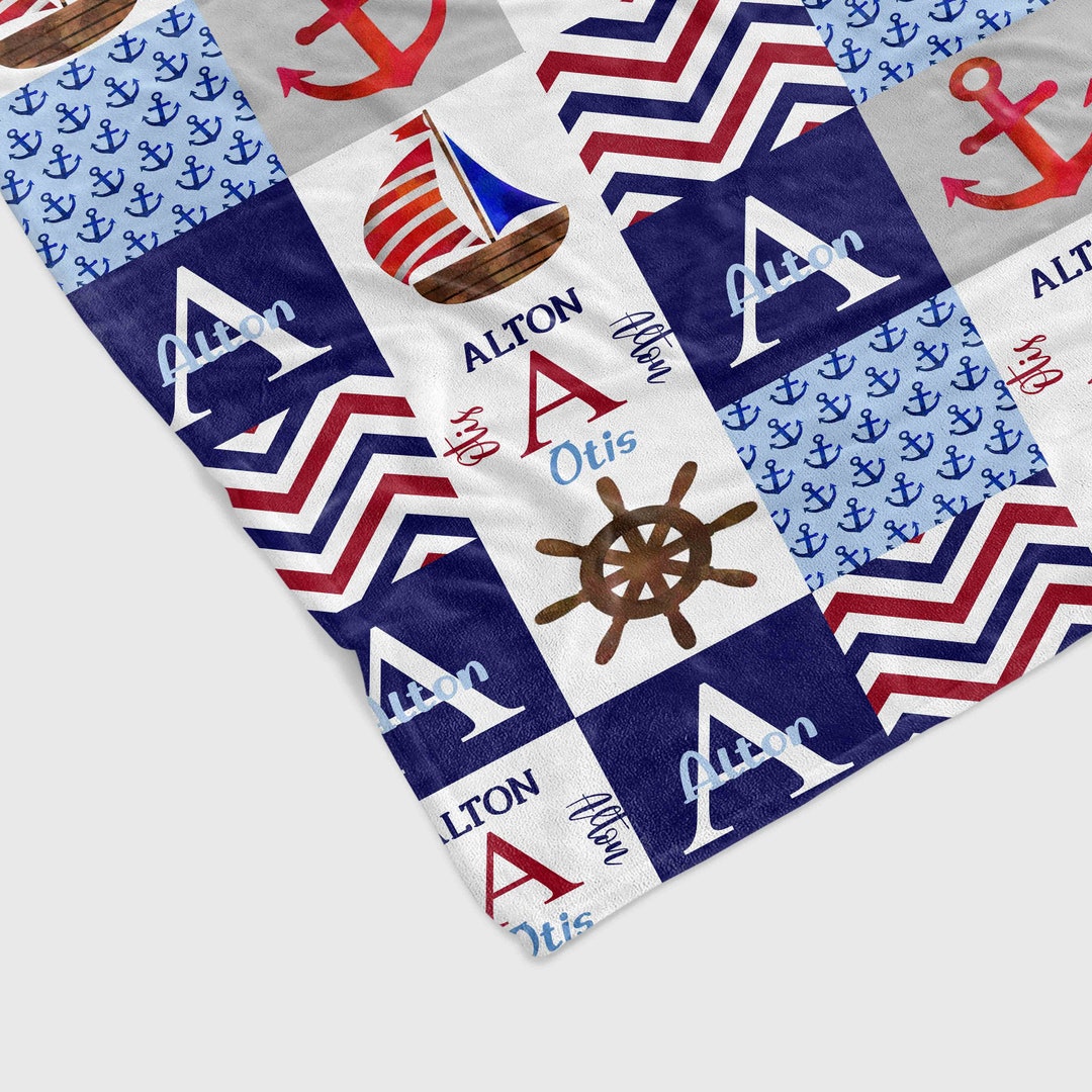 Personalized Boat Quilt Blanket Bedding Set, Ideal for Family Time and Beach Trip