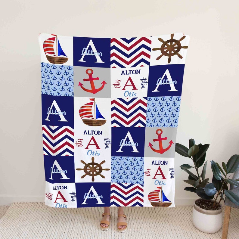 Personalized Boat Quilt Blanket Bedding Set, Ideal for Family Time and Beach Trip - Image 2