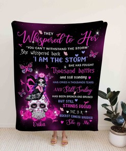 Personalized Butterfly Breast Cancer Quilt Blanket - Great Gifts for Family