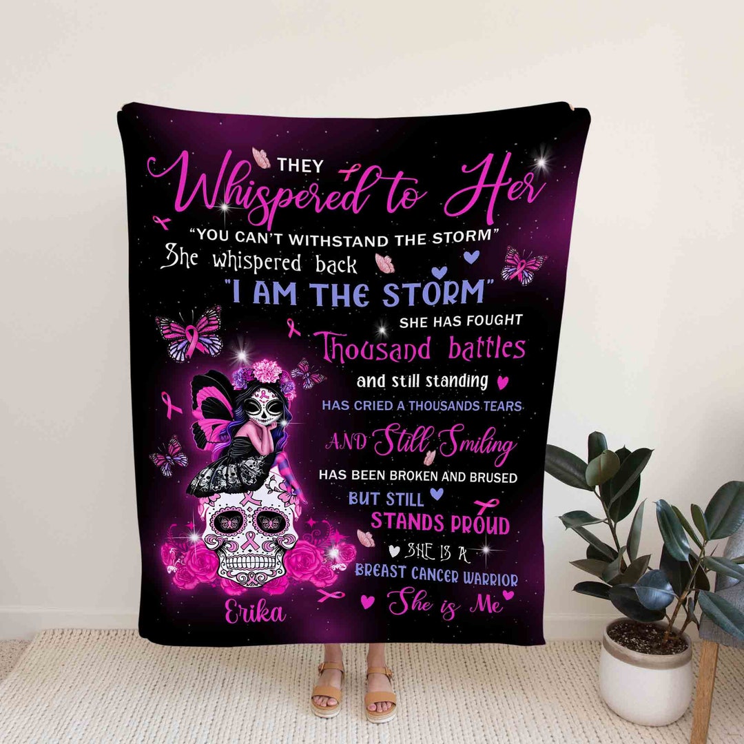 Personalized Butterfly Breast Cancer Quilt Blanket - Great Gifts for Family