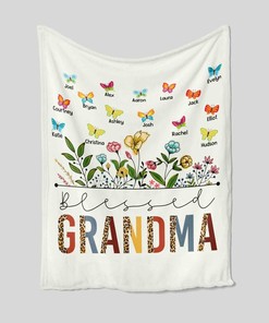 Personalized Butterfly Grandparents Quilt Blanket - Suitable for Picnic