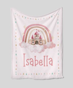 Personalized Castle Blanket For Princess - Custom Baby Quilt Bedding Set - Great Gifts for Family and Home Decoration