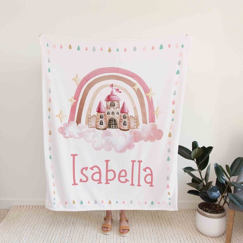 Personalized Castle Blanket For Princess - Custom Baby Quilt Bedding Set - Great Gifts for Family and Home Decoration - Image 2