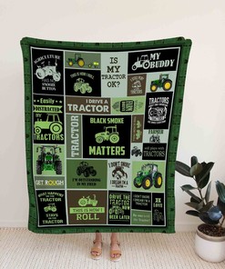 Personalized Custom Green Tractor Blanket - Suitable for Picnic