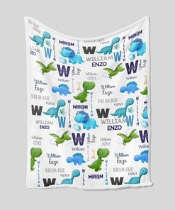 Personalized Dinosaur Blanket - Personalized Name Quilt Bedding Set - Great Gifts for Family and Home Decoration