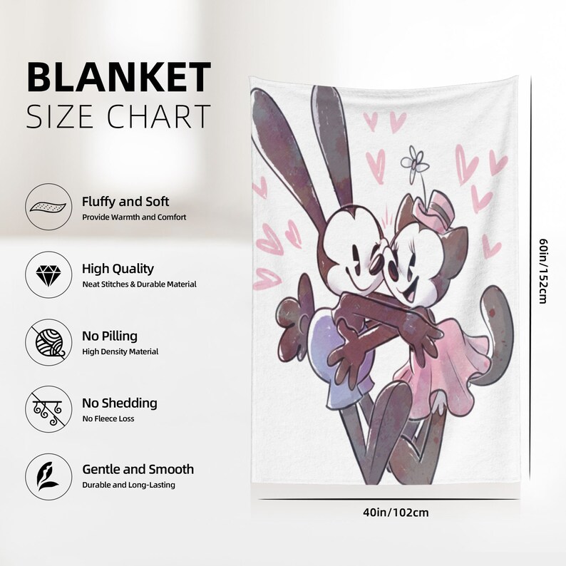 Personalized Disney Oswald The Lucky Rabbit Quilt Blanket for Home Decoration and Sofa - Image 4