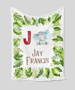Personalized Elephant Blanket - Personalized Name Quilt Bedding Set - Great Gifts for Family and Home Decoration