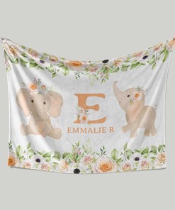 Personalized Elephant Rose Baby Bedding Set Blanket - Home Decoration