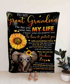 Personalized Elephant and Sunflower Quilt Bedding Set Blanket for Boy - Great for Family and Home Decoration