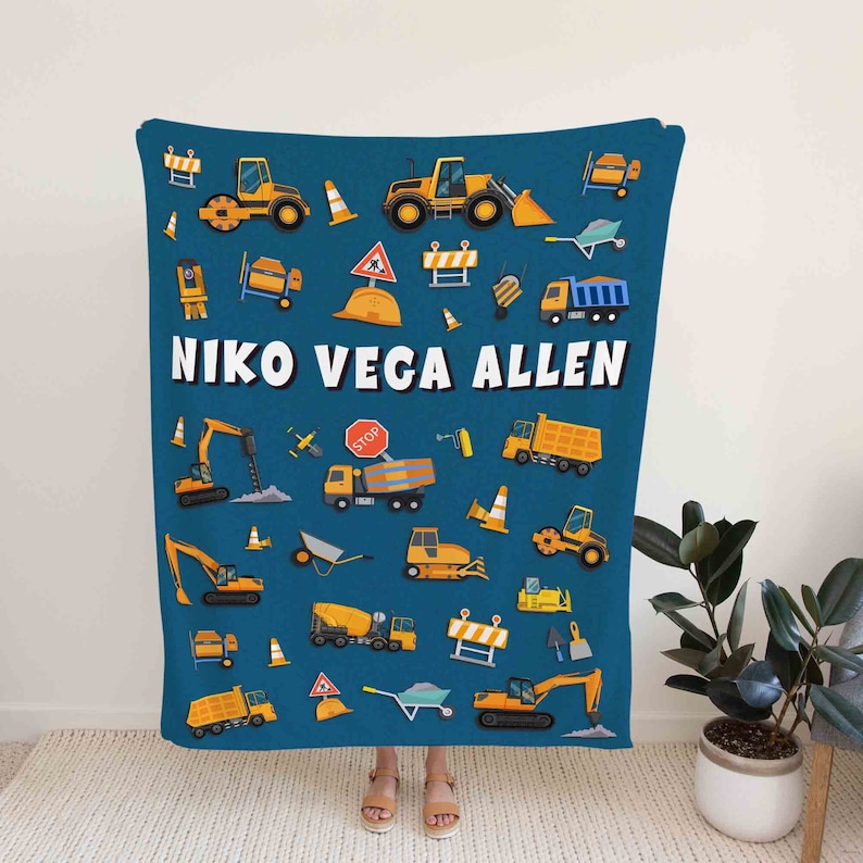 Personalized Family Quilt Blanket For Christmas, Perfect Gift for Bulldozer and Tractor Lovers - Image 2