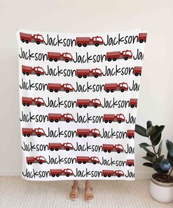 Personalized Fire Truck Quilt Blanket - Great Gifts for Family